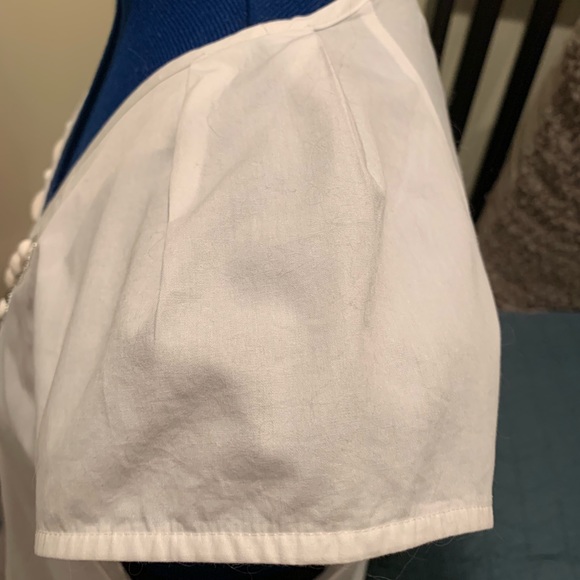 Michael Kors White Jeweled Neckline Cap Sleeve Top - Picture 4 of 5